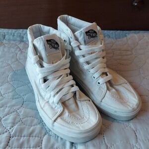 Vans Sk8-Hi White High Top Sneakers Mens 4 Womens 5.5 Canvas Suede VN000D5IW00